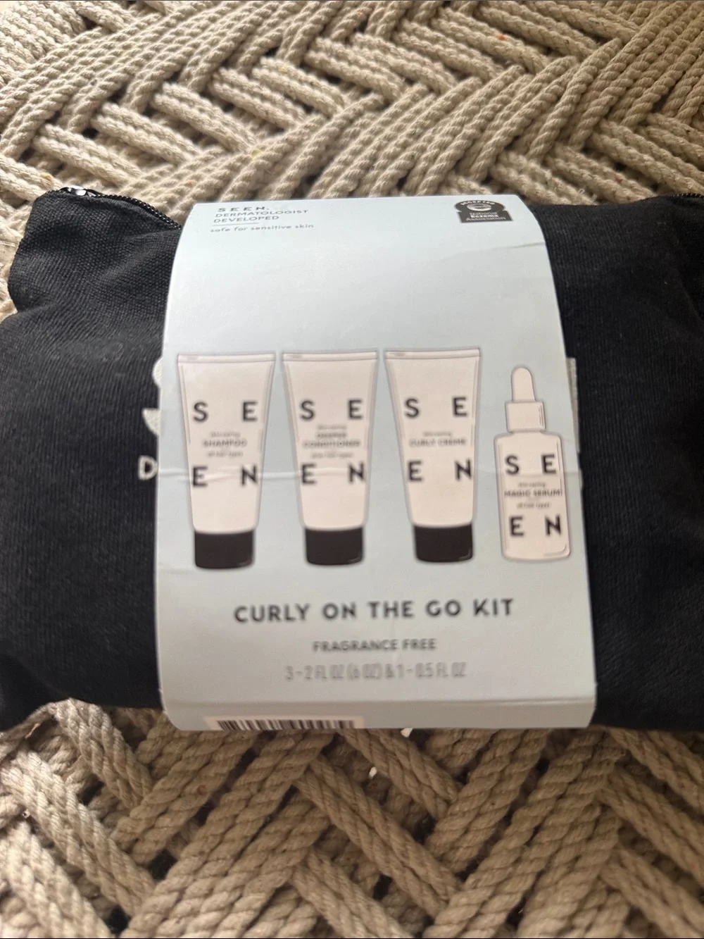 SEEN Curly On The Go Hair Care Kit Black Pouch Fragrance Free NEW